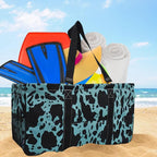 NGIL Extra Large Utility Tote Reusable Grocery Bag Oversized Collapsible for Groceries, Storage, Picnic, Beach (Cow Turquoise- Turquoise)