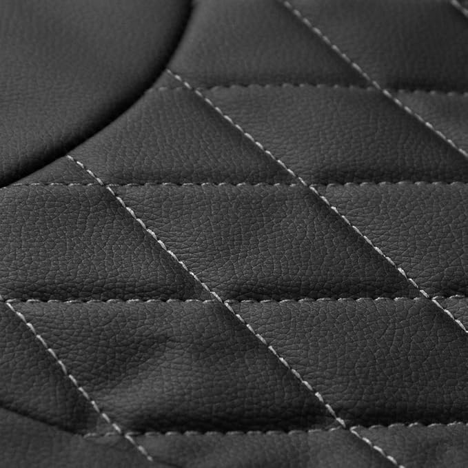 Motor Trend Black Stitched Faux Leather Car Seat Covers – Premium Automotive Bucket Front Seat Covers, Made for Vehicles with