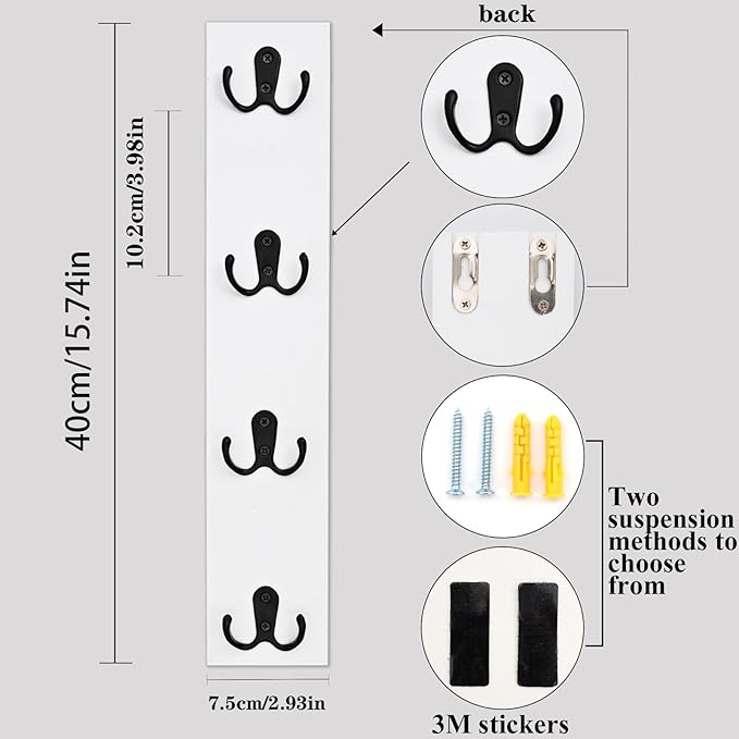 Yohsnor Vertical Wall-Mounted Key Holder – Stylish Entryway Hook Rack, Perfect for Narrow Spaces – Ideal Storage Solution for