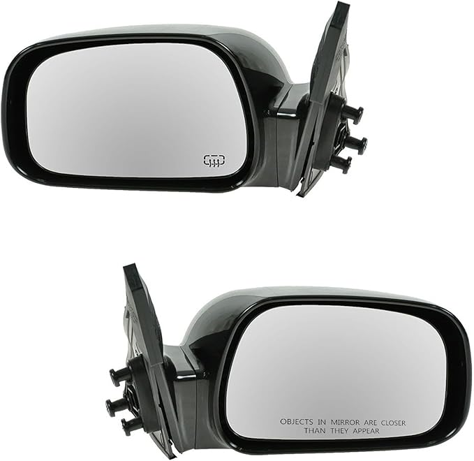 TRQ 2 Piece Driver and Passenger Side Mirror Assembly Set Electric Adjustment Heated No Memory Black Compatible with 2002-200