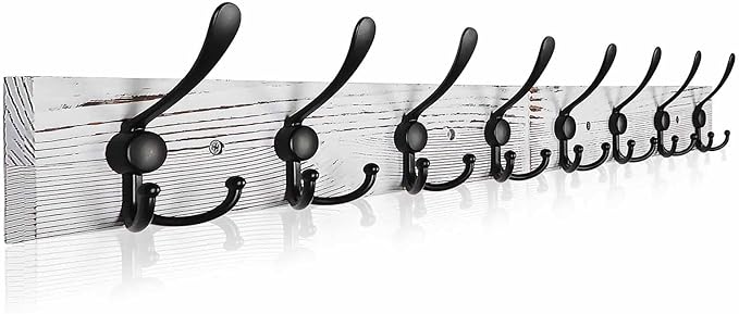 Coat Rack Wall Mount 31.5'' Coat Hanger Wall Mount Old White Coat Hooks for Wall Rustic Towel Racks for Bathroom Living Room 