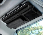 Car Sun Visor Organizer, Soft Leather Surface Eyeglasses Note Card Holder Car Storage Bag, Scratch-Resistant Waterproof Auto Sunshade Organizer Bag, Car Accessories (Black)
