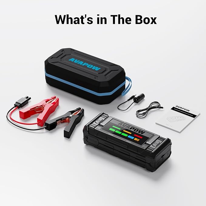 AVAPOW 8000A Battery Jumper Starter Portable with 4 HD Display PD 30W Dual-Way Fast Charging, 12V Car Starter Jump Box &