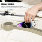 2PCS Car Seat Gap Filler, Dual Slot Carbon Fiber Vehicle Side Seat Gap Organizer Strip with Cup Holder, Auto Console Guard Spacer Stop Things from Dropping, Universal Fit (Beige)