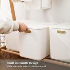 Yishyfier Plastic Storage Baskets Bins Boxes With Lids,Organizing Container White Storage Organizer Bins For Shelves Drawers 