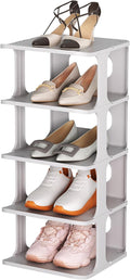 HAIXIN Shoe Rack for Closet - Stackable Shoe Organizer for Closet, Space-Saving Narrow Shoe Rack for Front Door Entrance, Gre