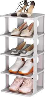HAIXIN Shoe Rack for Closet - Stackable Shoe Organizer for Closet, Space-Saving Narrow Shoe Rack for Front Door Entrance, Gre
