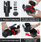 Upgrade Dual Cup Holder Expander, 2 in 1 Multifunction Cup Holder for Car with Lock, 360° Rotating Car Cup Drink Holder with 
