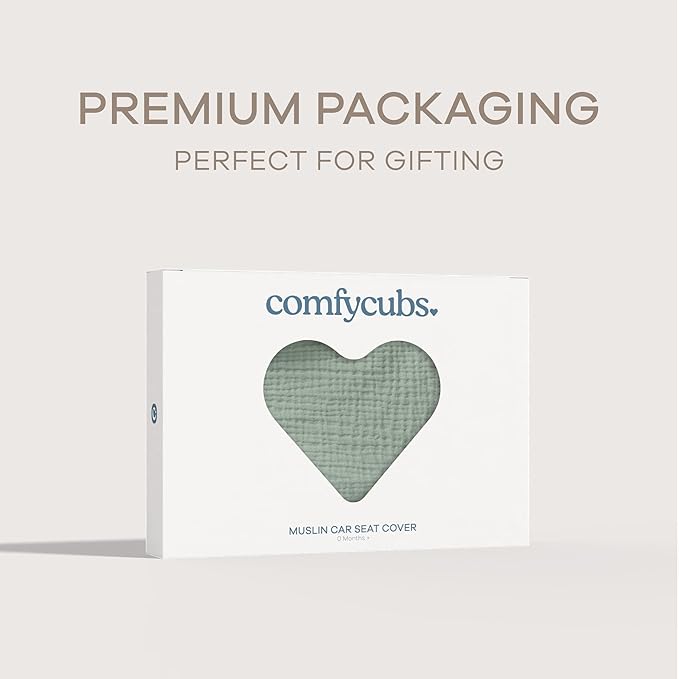 Comfy Cubs Baby Car Seat Cover - Soft, Breathable Bamboo Rayon and Muslin Cotton Blend - Lightweight Canopy for Sun, Bug, and