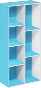 Furinno LUDER Book Shelf, 7-Cube Bookshelf, Bookcase with Open Shelves, 9.4 x 19.5 x 41.7, Easy Assembly, for Living Room, Be