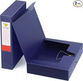 HUA JIE 2 Pack A4 Storage File Boxes Archives Case,65mm Spine,Box File Document Storage Box for Office School -Blue