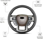 Hand Sewn Steering Wheel Cover,Fit for Ford F-150 2015 2018/Expedition 2018/F-150 Limited 2016/F-Series Super Duty 2017 2020 2022,Non-Slip Breathable Microfiber Leather Steering Wheel Cover