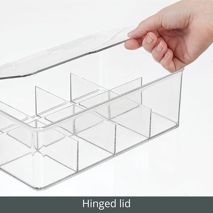 mDesign Plastic Divided First Aid Storage Box Kit with Hinge Lid for Bathroom, Kitchen, Cabinet, Closet - Organize Medicine, 