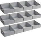 DIMJ Closet Storage Bins 12 Pack - Fabric Storage Baskets for Shelves, Collapsible Clothes Organizer with Handles, Trapezoid 