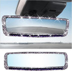 AUCELI Car Rear View Mirror, Bling Rhinestone Interior Rear View Mirror with HD Glass, Wide Angle Clip-On Rearview Mirror with Glitter Crystal Diamond, Car Decoration Accessories for Women (Purple)