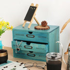 Wooden Storage Box Rustic Desktop Organizer with 3 Drawers Office Desk Accessories Shelf Small Craft Storage Containers Apoth
