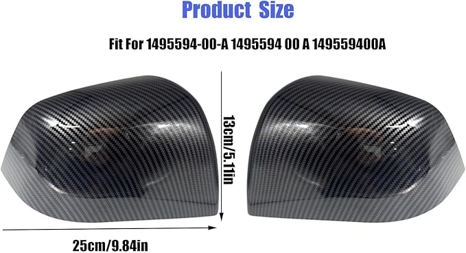 fit for Tesla Model Y Side Mirror Cover 2021-2024, Door Mirror Caps Accessories，Made of ABS Material (Bright Carbon Fiber Pattern)149559400A