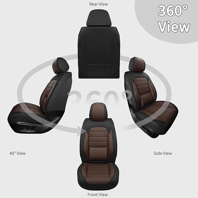 Front Car Seat Covers, 2Pcs Universal Leather Car Seat Covers, Full Coverage Waterproof Automotive Seat Covers, Breathable Ca
