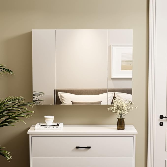 DICTAC Bathroom Medicine Cabinet with Mirrors 31.5x23.62 Inch Storage Cabinet with Mirror Wall Mounted Bathroom Mirror with A