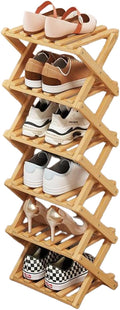 YYW Bamboo Shoe Rack for Entryway, Free Standing Shoe Racks Shelf Closet, Widen Foldable Vertical Shoe Storage Organizer for 