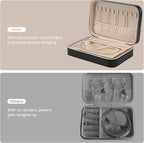 Lolalet Travel Jewelry Case for Women Girls, Travel Jewelry Organizer Box with Mirror & Clear Storage Bag, Small Portable Ear