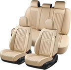 Coverado Front and Back Seat Covers for Cars, Nappa Leather Car Seat Covers, Automotive Seat Covers for Trucks, 5 Seats Water