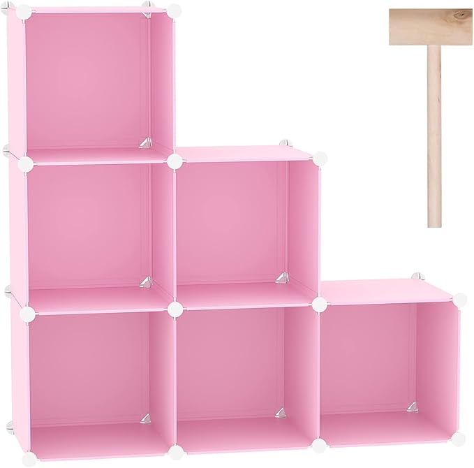 C&AHOME Cube Storage Organizer, 6-Cube Shelves Units, Closet Cabinet, DIY Plastic Modular Book Shelf, Ideal for Bedroom, Livi