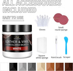 Leather Recoloring Balm and Scratch Repair Kit, White Leather Restorer for Couches, Furniture, Car Seats, Leather Paint & Sta