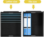 Huolewa File Organizer Box with Lid, Collapsible File Folder Organizer for Office Document Storage, Filing Box with Plastic S