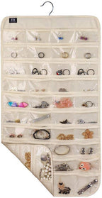 BB Brotrade Hanging Jewelry Organizer,Accessories Organizer,80 Pocket Organizer for Holding Jewelries（Beige）
