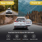 Fitcamx 2K Dual Dash Cam Adapts for Honda CR-V 2017-2022 LX EX Touring EX-L (Gen5), Integrated OEM Look, Front 1440P+Rear 108