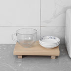 zoocatia Small Wood Tray Pedestal Stand Farmhouse Bathroom Decor Decorative Wooden Riser Kitchen Soap Dish Holder for Vanity,