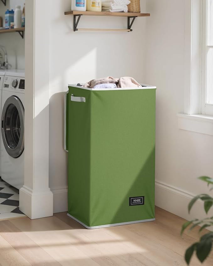 SOLEDI Laundry Hamper with Lid 100L Large & Tall Collapsible Laundry Basket, Clothes Hamper with Bag Removable Easy to Carry,