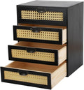 Large Wooden Drawer BoHo Desk Organizers Wooden Storage Dox with Drawers Rattan Paper Storage Drawer Wood File Organizer Libr
