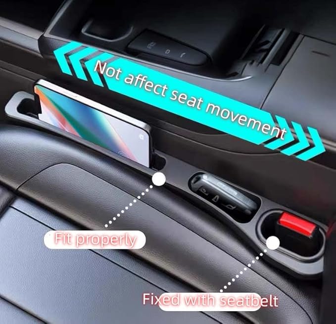 Car Seat Gap Filler Accessories,Storage Organizer Fit Car SUV Truck Fill The Gap Between Seat & Console Vehicle Console Side Pockets (Black)
