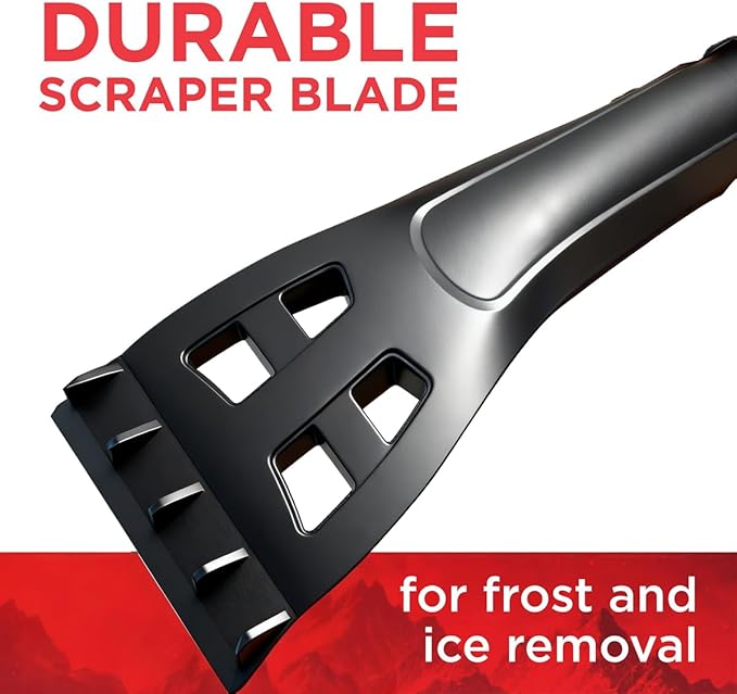 Ice Scraper and Snow Brush for Car, Lightweight 7" Brush Head & 33.5" Extendable Handle for Quick Windshield and Window Cleaning on SUV, Truck, Auto (Blue)