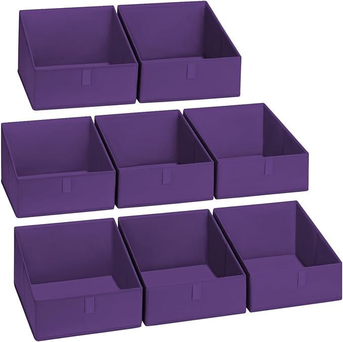 DIMJ Closet Storage Bins 8 Pack - Fabric Trapezoid Closet Organizer Bin, Foldable Storage Baskets for Shelves, Closet Shelf O