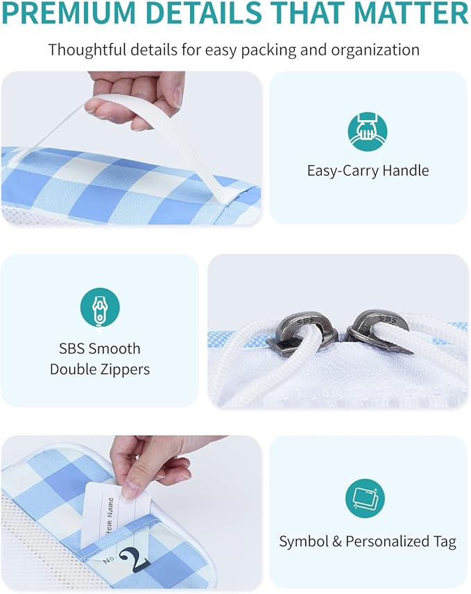 ECOHUB 6 Set Packing Cubes for Travel Suitcase Organizer Bags for Luggage Lightweight Carry On Suitcase with Lable & Personal