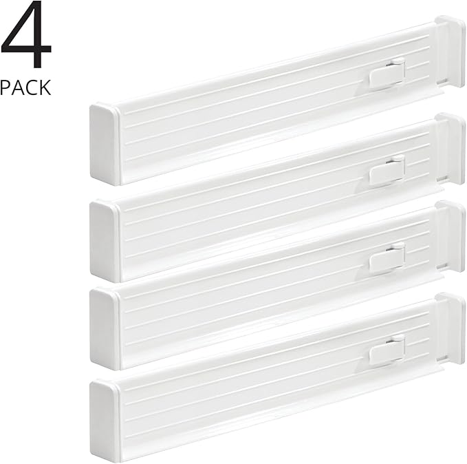 mDesign Expandable Dresser Drawer Divider with Foam Ends, Drawer Divider Locks in Place, Separators for Clothing and Accessor