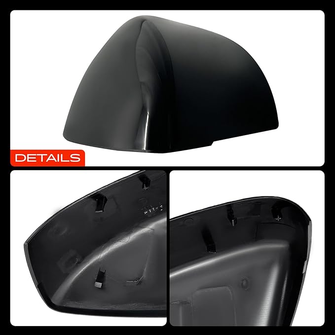 A-Premium Passenger Side Rearview Mirror Cover Cap - Compatible with Mazda 3 2014 2015 2016 2017 2018 Sedan - Smooth Black, Built in Japan