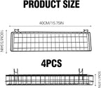 4 Pcs Metal Grid Wall Baskets with Hooks, Hanging Wire Basket Wall Mount Storage Organize for Kitchen, Bathroom, Office (Blac
