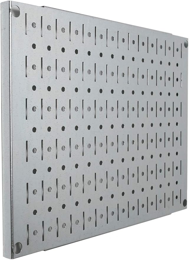 Wall Control Pegboard Wall Organizer Tiles Modular Galvanized Steel Pegboard Tiling Set - Four 12-Inch Tall x 16-Inch Wide Pe