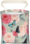 Car Trash Can, Cute Car Trash Bag, Hanging Car Organizer and Storage Bag, Trash Bin for Car Accessories, Vehicle, Travelling, Camping Cute Flower and Butterfly