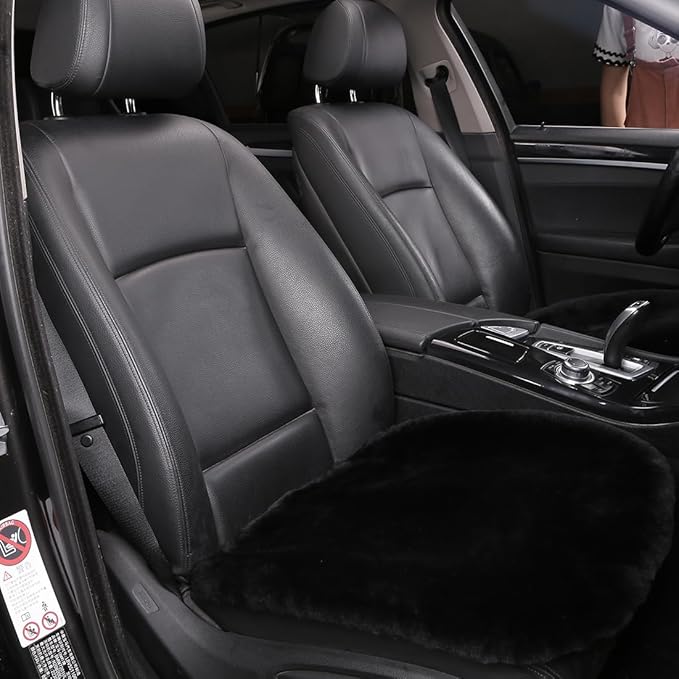 OGLAND 2 Pack Fuzzy Fluffy Fur Sheepskin Car Seat Covers for Auto Soft Cozy Wool Universal Seat Cushion Accessories Automobil