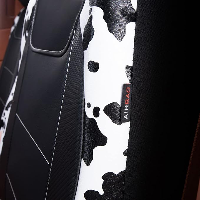 Flying Banner car seat Covers Protects Water Proof Faux Leather Carbon Fiber Front and Rear Bench (Cow Black, Full Set - 8PCS