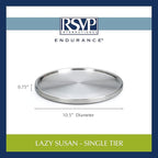 RSVP International Endurance TURN-1 Turntable Lazy Susan, Stainless Steel, 10.5" | Handy in Cabinet, Refrigerator or on Count