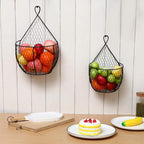 ERYTLLY Metal Fruit And Vegetable Storage Hanging Basket Wall Mounted, For Kitchen Black Wire Baskets for Flowers, Fruits and