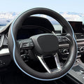 HAOTULE Leather Steering Wheel Cover， with Anti-Slip Stripe Design - Enhanced Grip, Fashion Style, Safe, Non-Slip, Breathable