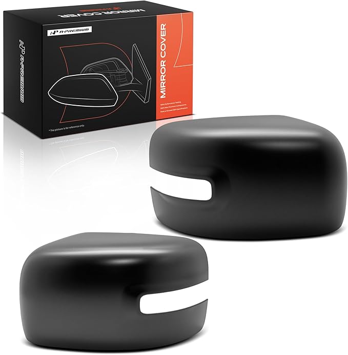 A-Premium 2 PCS Driver and Passenger Side Rearview Mirror Covers Caps - Compatible with Jeep BU Series Renegade 2015 2016 2017 2018 - Primed Black, with Turn Signal Hole