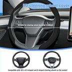 Car Nappa Leather Steering Wheel Cover, 15" Fashionable 5D Anti-Slip Vehicle Steering Wheel Protector, Breathable Auto Interi